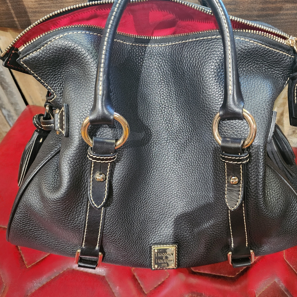 Dooney & Bourke Black Satchel with Red Interior